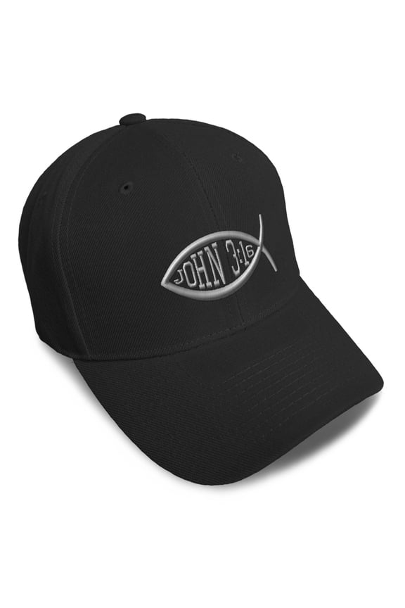 Baseball Cap Bible Verse John 3:16 A Embroidery Acrylic Dad Hats for Men & Women Strap Closure Black
