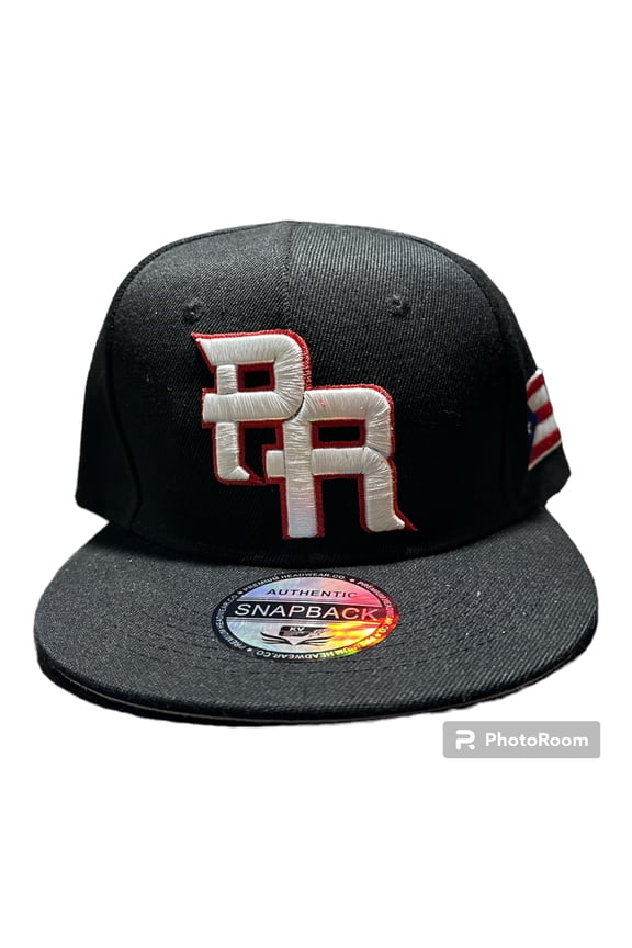 Baseball Cap Black White Letter Puerto Rico