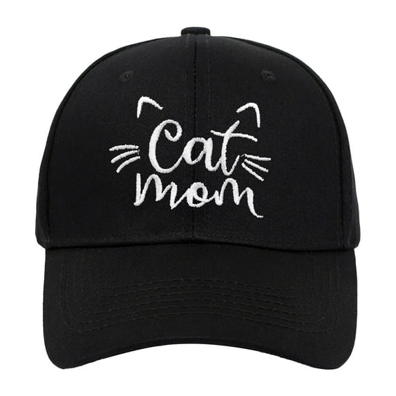 Baseball Cap CAT MOM Embroidered Baseball Caps Men Women Summer Sun Hats Adjustable Hard Top Cat Lover Caps Baseball Hat Black One Size