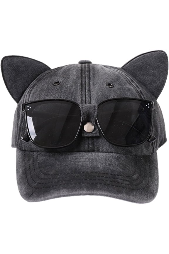 Baseball Cap,Cat Ear Baseball with Decor Adult Adjustable for Outdoor Cycling Hiking Hat for Teens Men