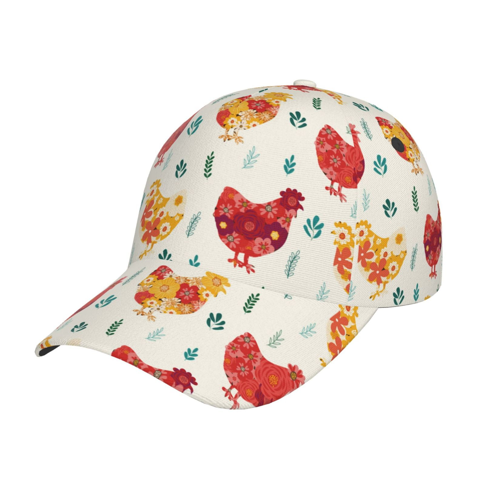 Baseball Cap - Colorful Flower Chickens Adjustable Size Hats for Men ...