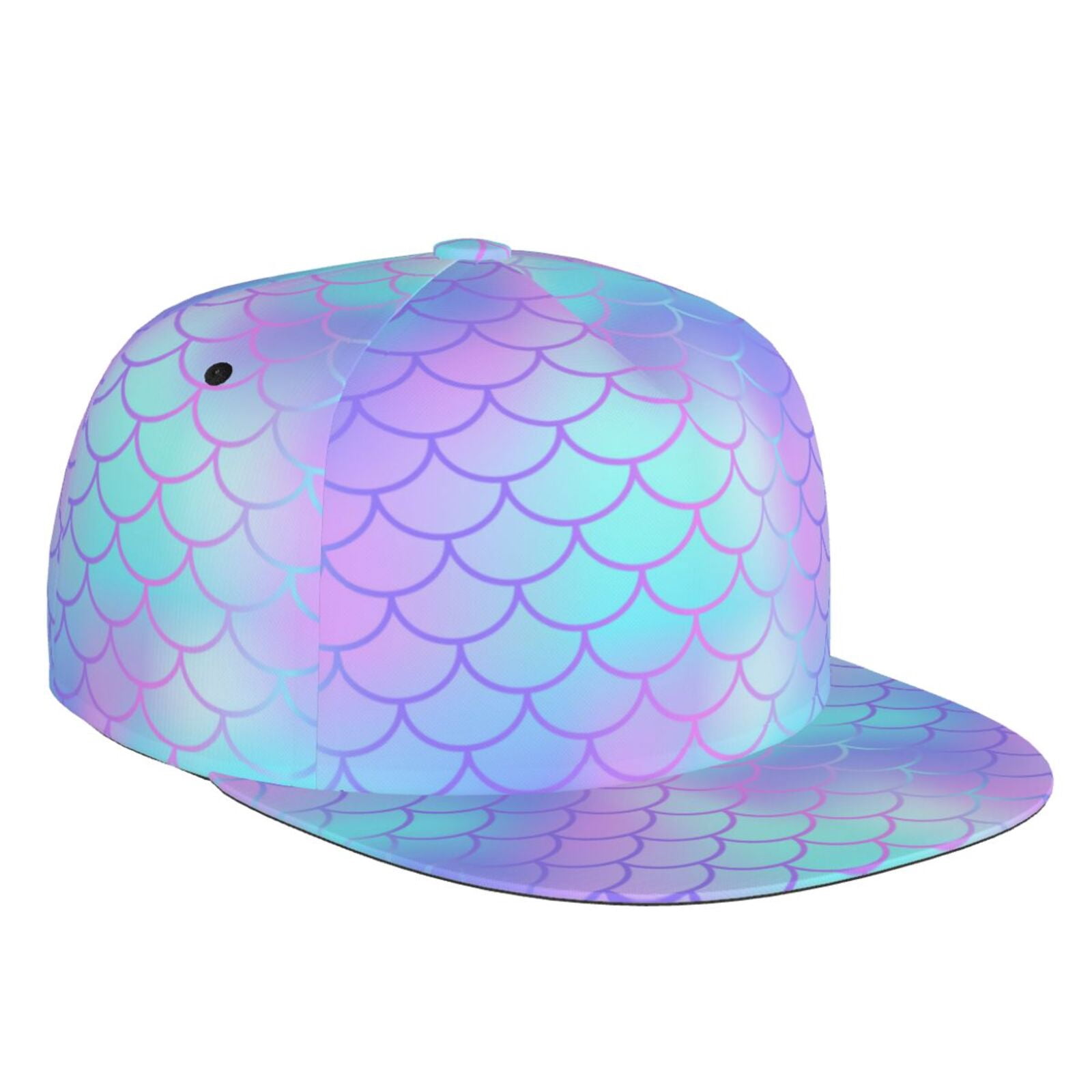 Baseball Cap Cool blue pink Fish scale Flat Brim Hats for Men and Women ...