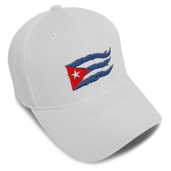Custom Baseball Cap Cuba Cuban Flag Flame Embroidery Flags Acrylic Dad Hats for Men & Women White Design Only
