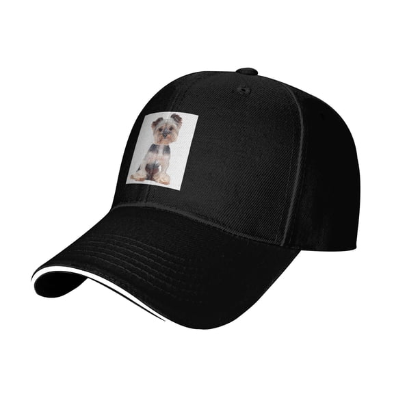 Baseball Cap, Cute Sitting Gray Dog Golf Hat, Black Adjustable Baseball Hats for Women Men Outdoor Travel Daily Wear