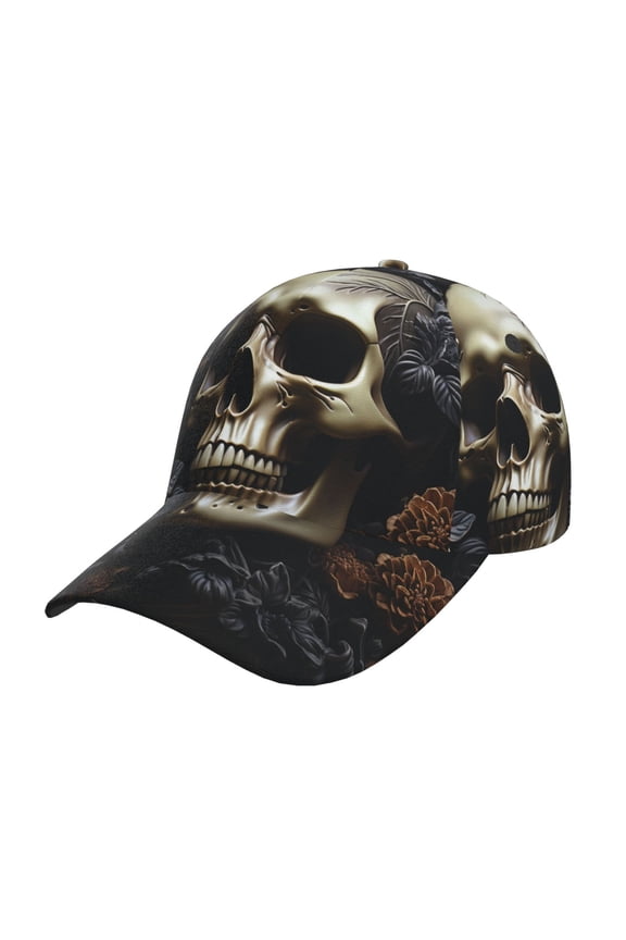 Baseball Cap Dad Hat Adjustable Trucker Hats Snapback Men Women, Death Skull Gothic Art Black