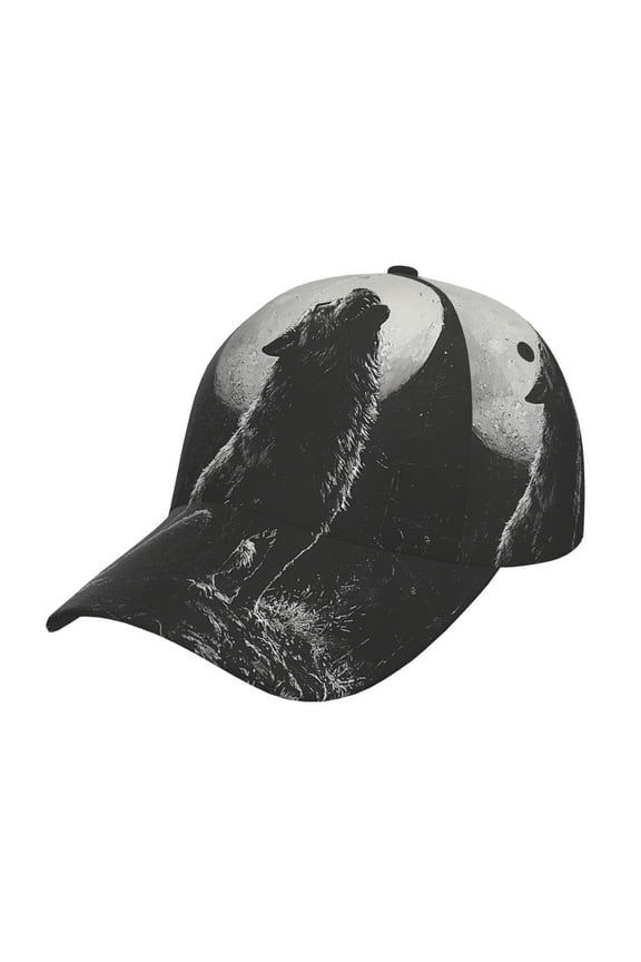 Baseball Cap Dad Hat Adjustable Trucker Hats Snapback Men Women, Moon Wolf Werewolf Night Vintage