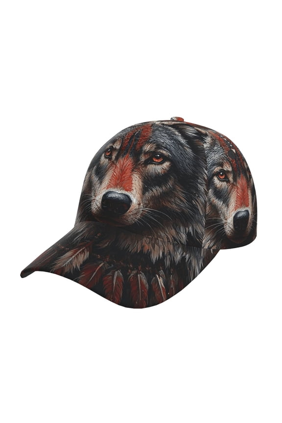 Baseball Cap Dad Hat Adjustable Trucker Hats Snapback Men Women, Native American Wolf