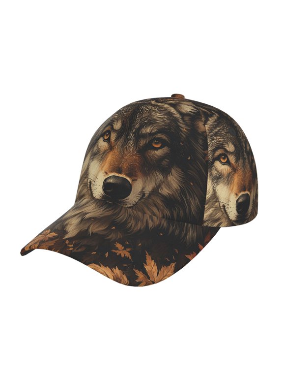 Baseball Cap Dad Hat Adjustable Trucker Hats Snapback Men Women , Wolf Leaves Vintage