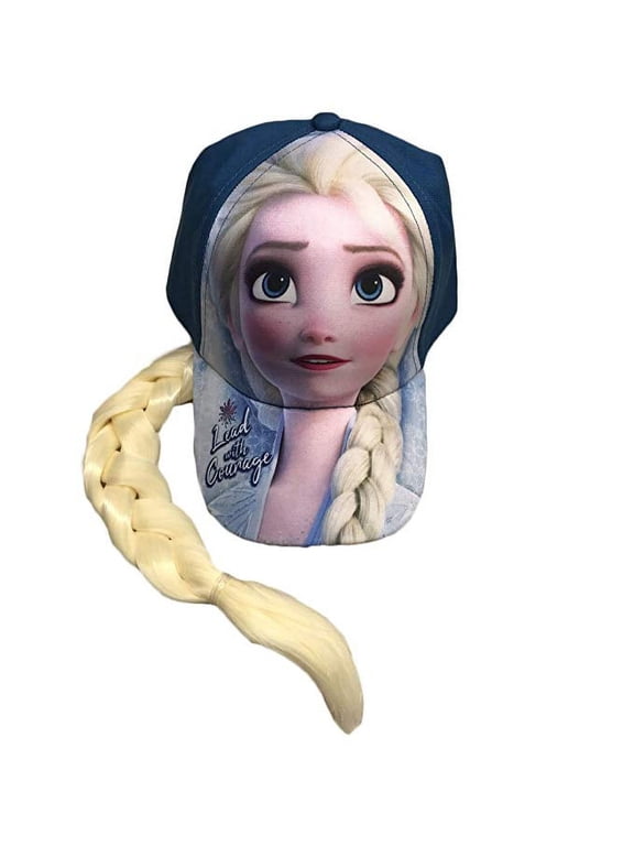 Girls Child Disney Baseball Cap Hat With Blonde Ponytailz-Elsa