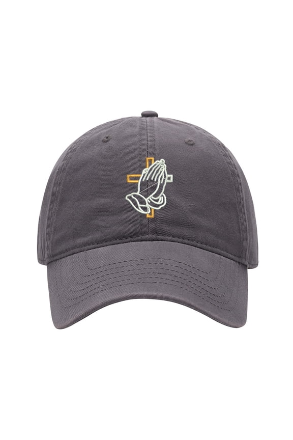 Baseball Cap Embroidered Hat for Praying Hands with Cross Men's Adjustable Cotton Unisex Embroidery Baseball Caps