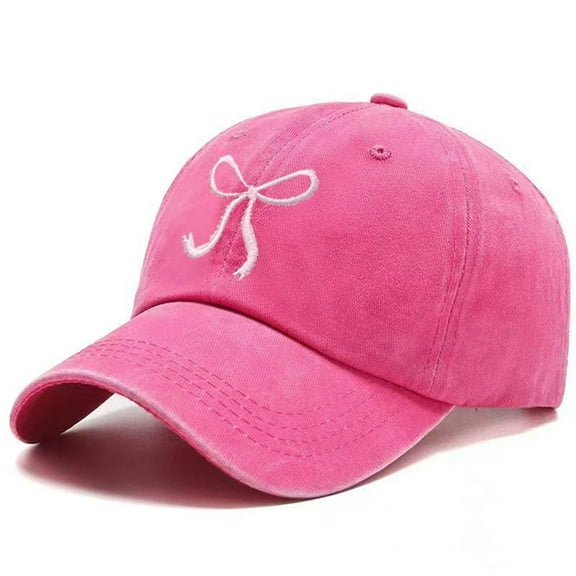 Baseball Cap Female Bow Embroidery Cute Washable Denim Baseball Caps Versatile Face Enhancing Small Sun Baseball Caps Baseball Hat RD2 One Size