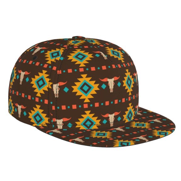 Baseball Cap Flat Bill Hat Adjustable Brim Trucker Hats Snapback , Cowboy Western Native