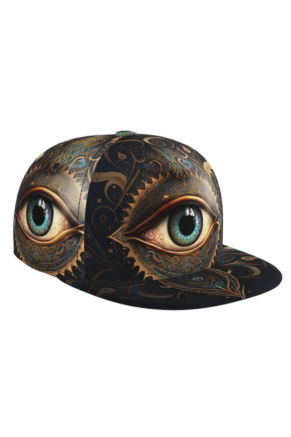 Baseball Cap Flat Bill Hat Adjustable Brim Trucker Hats Snapback , Illuminati Fatima Hamsa All Seeing Eye Art