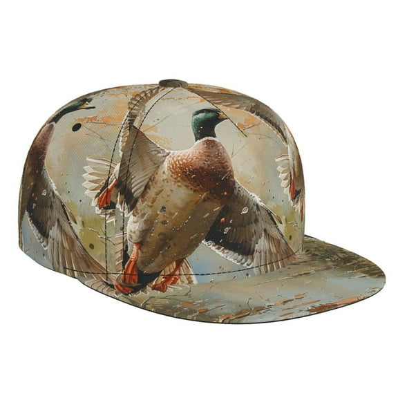Baseball Cap Flat Bill Hat Adjustable Brim Trucker Hats Snapback , Mallards Duck Cute Hunting Vintage
