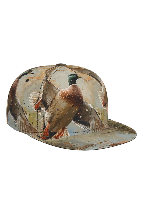 Baseball Cap Flat Bill Hat Adjustable Brim Trucker Hats Snapback , Mallards Duck Cute Hunting Vintage