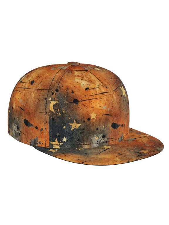 Baseball Cap Flat Bill Hat Adjustable Brim Trucker Hats Snapback , Rusty Stars Primitive Vintage
