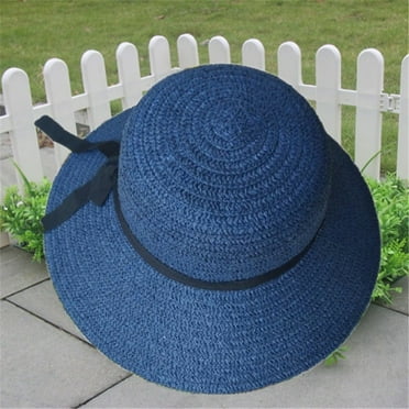 Baseball Cap Floppy Foldable Ladies Women Straw Beach Sun Summer Hat Beige Wide Brim Hat Clearance