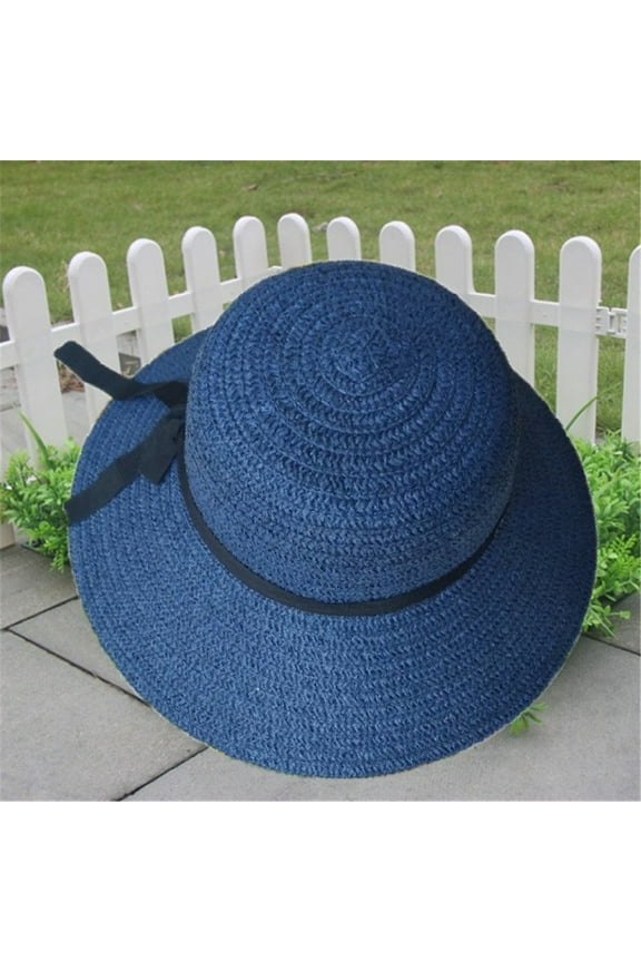 Baseball Cap Floppy Foldable Ladies Women Straw Beach Sun Summer Hat Beige Wide Brim Hat