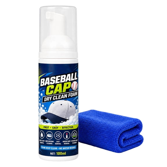 Baseball Cap Foam Cleaner No Rinse Baseball Cap Foam Cleaning Kit,Quick Dry, No Rinse Safely Cleans Baseball Caps,Knit Hats & More