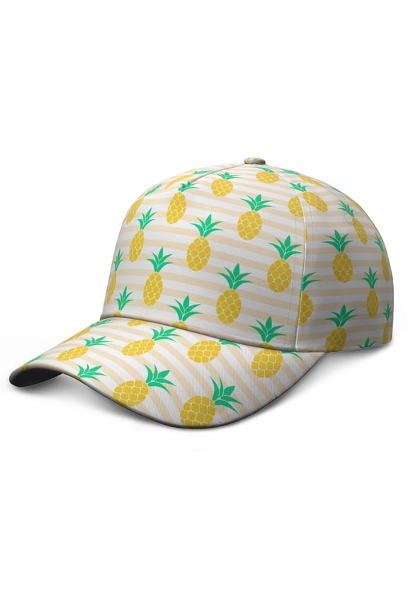 Baseball Cap Fruit Pineapple Pattern Print Adjustable – Dad Hat for Tropical Hawaiian Summer Vibes
