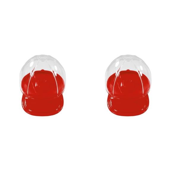 Baseball Cap Gift Box,Plastic Candy Storage Boxes,Hat Baseball Shaped Box Party Favor Empty Case,Food Packaging Organizer for Candy Snack Goody,DIY Craft Small Fillers(3.34x1.57")(Red*2)