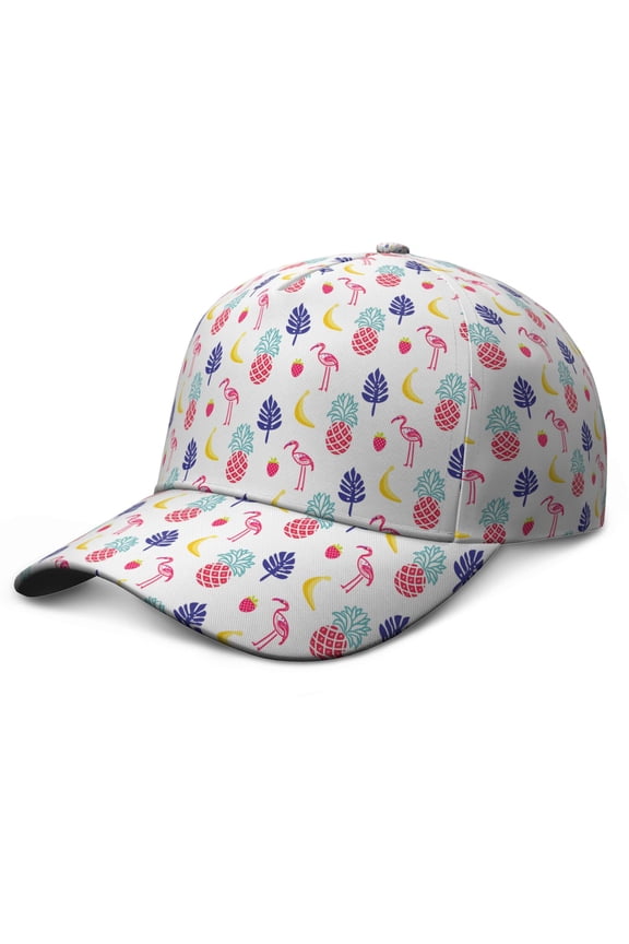 Baseball Cap Golden Pineapple Summer Fruit Adjustable – Dad Hat Featuring Exotic Tropical Pattern and Print