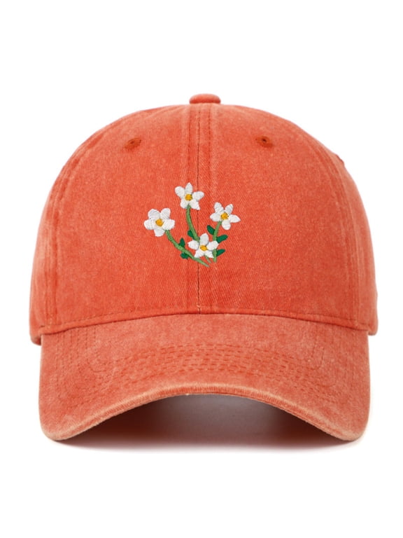 Baseball Cap Golf Dad Hat AURORADY Hand Embroidered Flower Design Baseball Cap, Orange One Size Baseball Caps