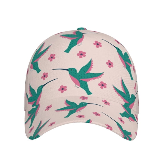 Baseball Cap, Green Hummingbird Pink Flower Trucker Hats Women Dad Hat For Workouts - Baseball Hat Adjustable Size