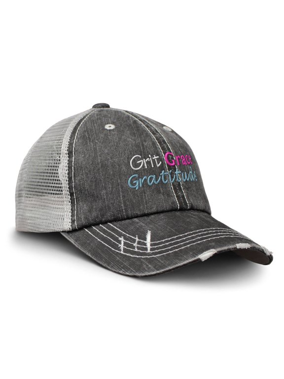 Baseball Cap Grit Grace Gratitude Cotton Trucker Hats for Men & Women Black Gray