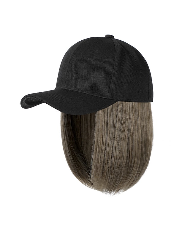 Baseball Cap Hair Baseball Cap With Hair Extensions For Women Baseball Hat Straight Short Bob Hats With Hair