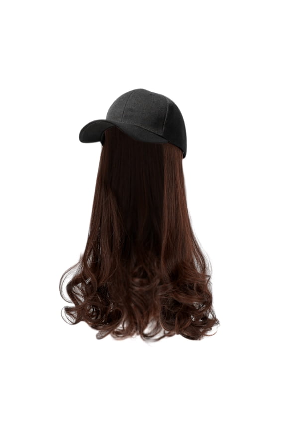 Baseball Cap With Hair Extensions Synthetic Hair Wig Baseball Hat With Hair Attached Long Pear Roll Curly Adjustable Wave Curly Hairpiece With Baseball Hat Cap Wig For Women