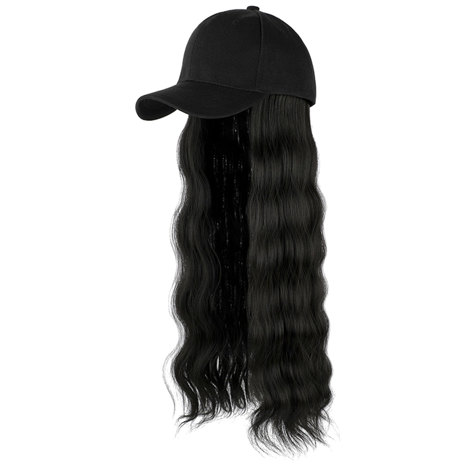 Baseball Cap Hair Wave Curly Hairstyle Adjustable Wig Hat Attached Long ...