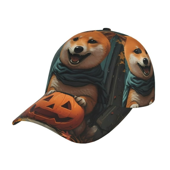 Baseball Cap, Halloween Corgi Pumpkin Trucker Hats Women Dad Hat for Workouts - Baseball hat Adjustable Size