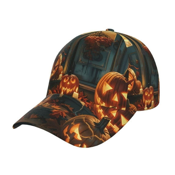 Baseball Cap, Halloween Vintage Glowing Pumpkin (2) Trucker Hats Women Dad Hat for Workouts - Baseball hat Adjustable Size