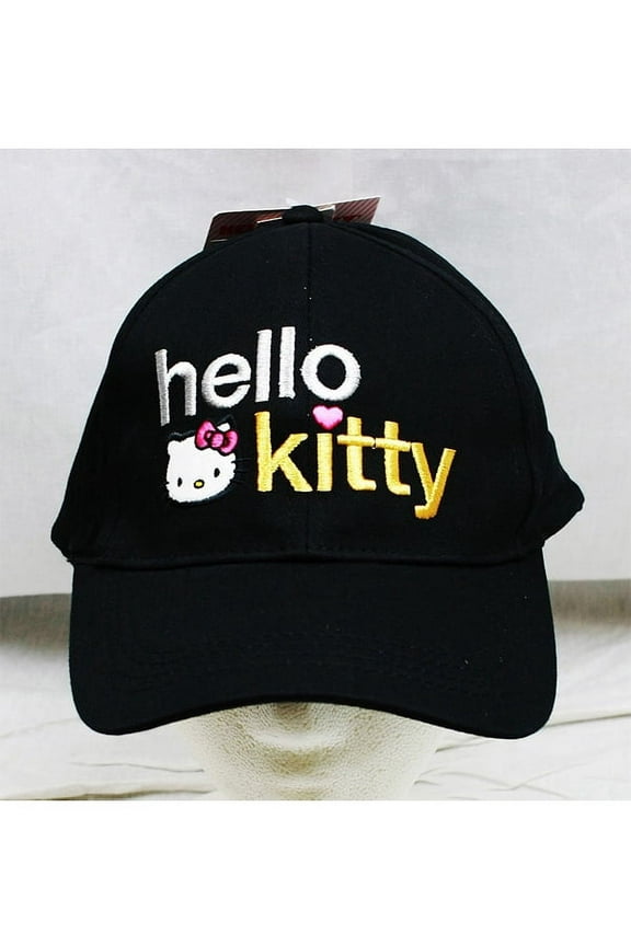 Baseball Cap - Hello Kitty - Black Text Logo (Youth/Kids) New Hat hek2554