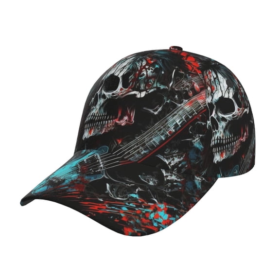 Baseball Cap Hip Hop Trucker Hat Snapback Unisex Fashion Dad Hats, Death Skull Rock Heavy Metal Music