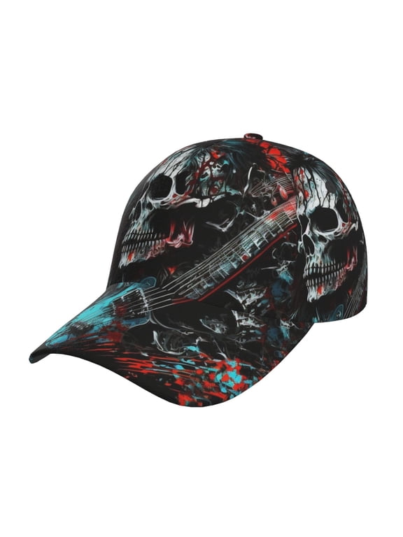 Baseball Cap Hip Hop Trucker Hat Snapback Unisex Fashion Dad Hats, Death Skull Rock Heavy Metal Music