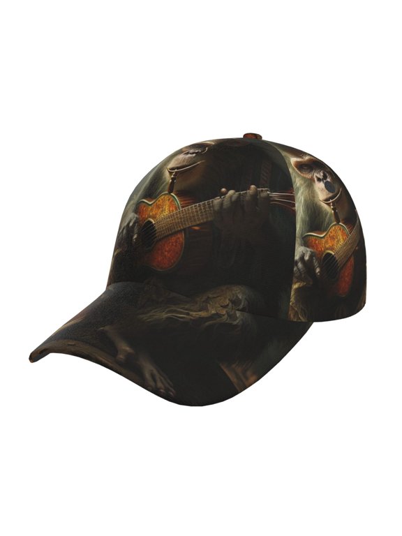 Baseball Cap Hip Hop Trucker Hat Snapback Unisex Fashion Dad Hats , Monkey Playing Guitar Funny