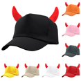 thumbnail image 1 of Baseball Cap Hkoxplj Devil Horns Novelty Hat for Halloween Cosplay Costume Party Adjustable Breathable Hat Cap for Men Women Funny Dress Up Photo Booth Prop Hat Cap Soft Plush Horns Sturdy Sewn Hat, 1 of 3