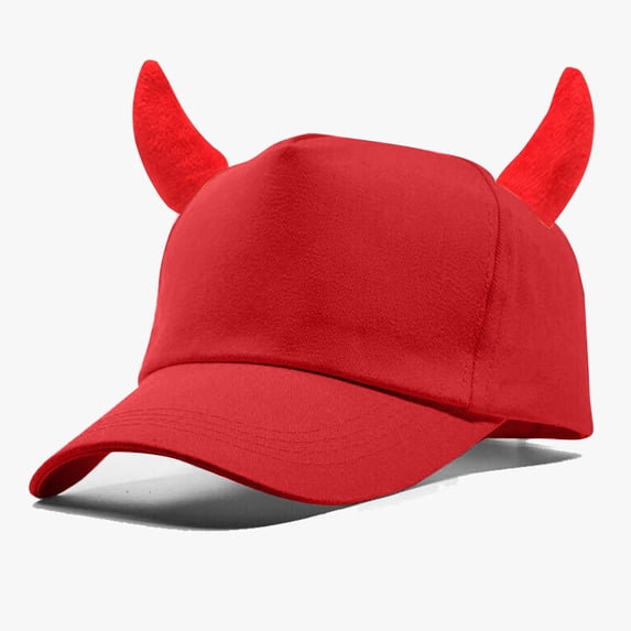 Baseball Cap Hkoxplj Devil Horns Novelty Hat for Halloween Cosplay Costume Party Adjustable Breathable Hat Cap for Men Women Funny Dress Up Photo Booth Prop Hat Cap Soft Plush Horns Sturdy Sewn Hat