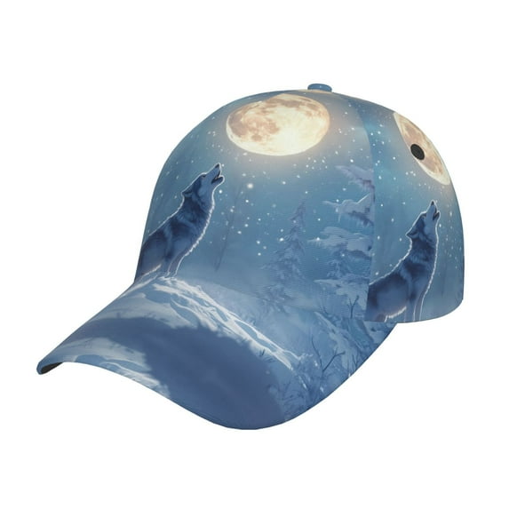 Baseball Cap, Howling Wolf Full Moon Trucker Hats Women Dad Hat for Workouts - Baseball hat Adjustable Size