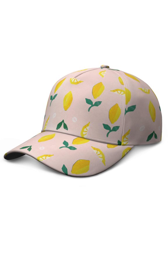 Baseball Cap I Love Lemons Cute Yellow Fruit Adjustable Dad Hat with Fresh Summer Floral Retro Vintage Pattern