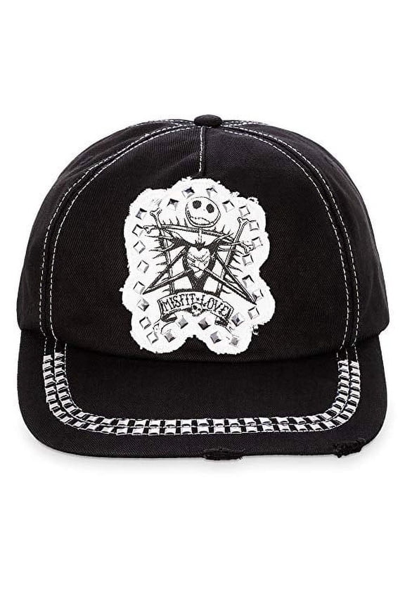 Baseball Cap Jack Skellington Misfit Love Studded Black and White