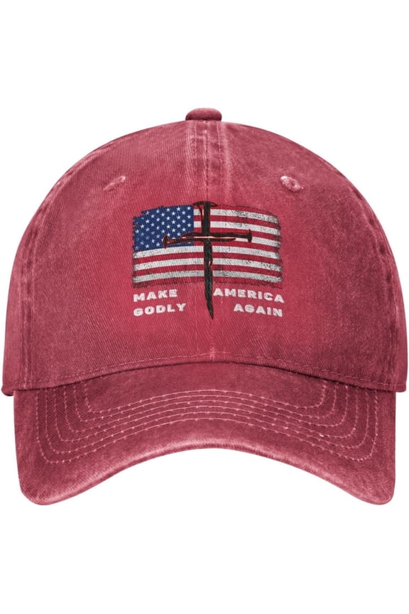 Baseball Cap Make America Godly Again Flag Nail Cross Classic Retro Casquette