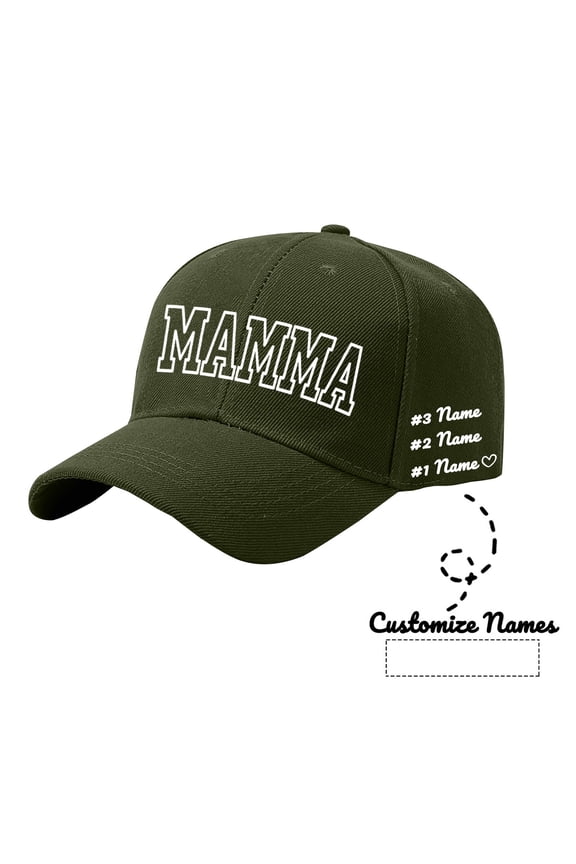 Baseball Cap Mamma Custom Multiple Names Printed Personalized Diy Adjustable Soft Breathable Pink Casual Sun Hat Ideal Gift For Mothers Day Birthday Holiday Outdoor Daily All Season Wear