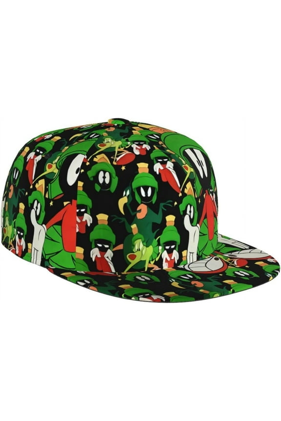 Baseball Cap Marvin Anime The Martian Flat Brim Hat Hip Hop Trucker Hat for Men Women Adjustable Snapback Hat Black