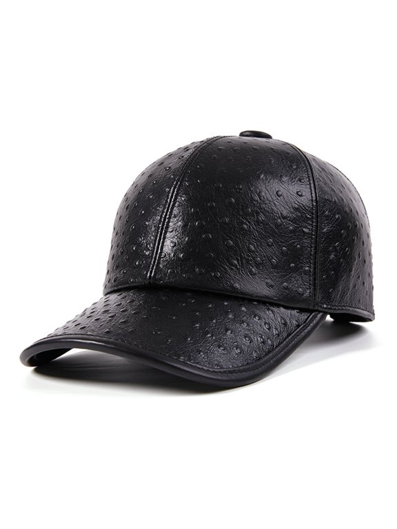 Baseball Cap Men Genuine Leather Adjustable Sna-pback Caps Black Cowskin Y Autumn Winter Warm Dad Hat ,Fashion