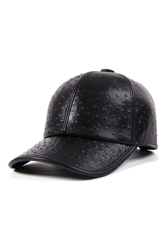 Baseball Cap Men Genuine Leather Adjustable Sna-pback Caps Black Cowskin Y Autumn Winter Warm Dad Hat ,Soft Feel