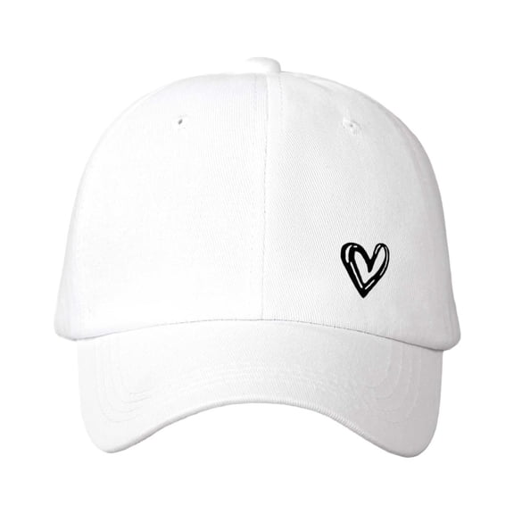 Baseball Cap Men Women Heart Pattern Washed Adjustable Womens Sun Hat Outdoor Running Workouts White One Size