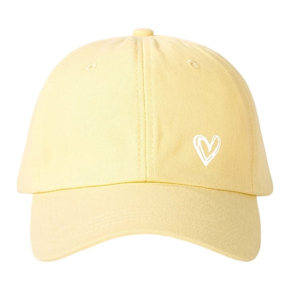 Baseball Cap Men Women Heart Pattern Washed Adjustable Womens Sun Hat Outdoor Running Workouts Yellow One Size
